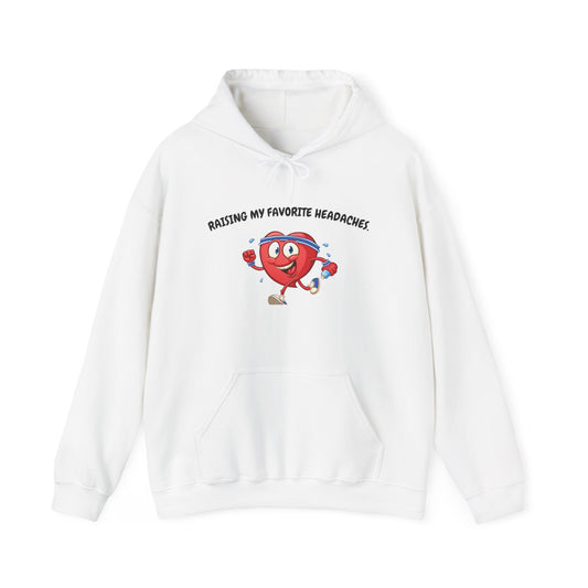 Hoodie — “Raising My Favorite Headaches” Cute Heart Cartoon Pullover