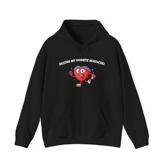 Hoodie — “Raising My Favorite Headaches” Cute Heart Cartoon Pullover